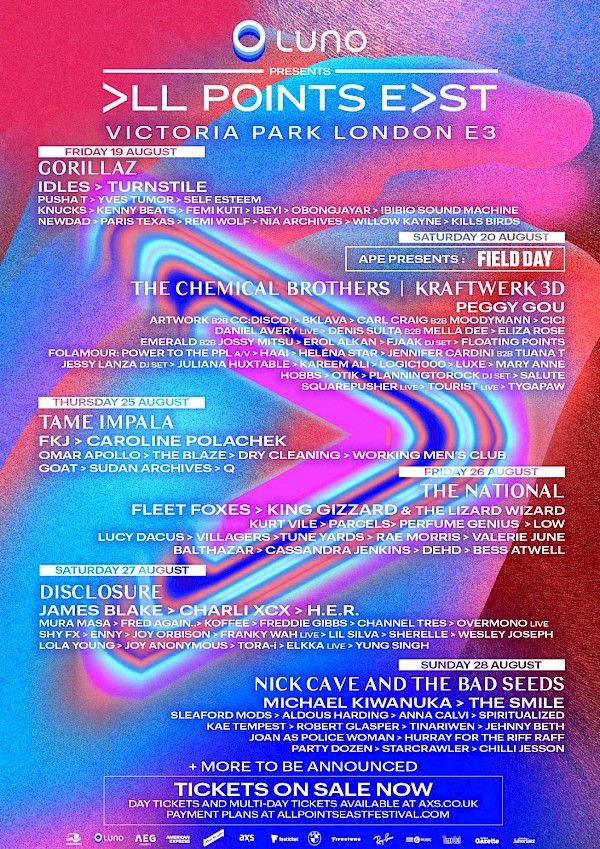 All Points East Line Up